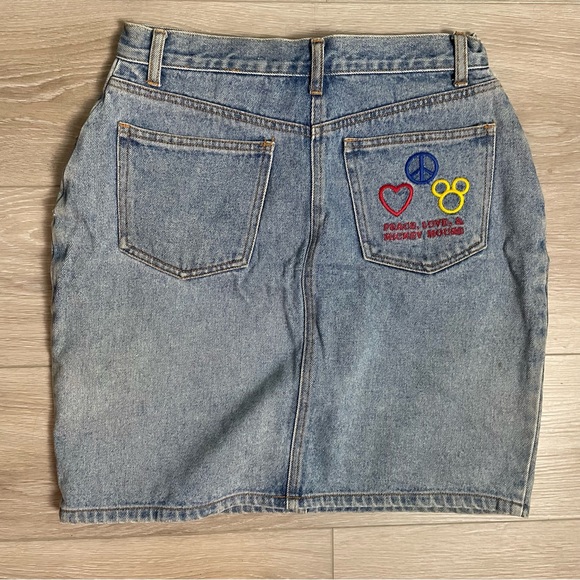 1990s Peace Love Mickey Mouse Denim Skirt The Disney Store - Picture 10 of 11